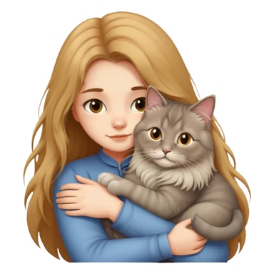 A long-haired girl hugs a British longhair cat tightly sticker