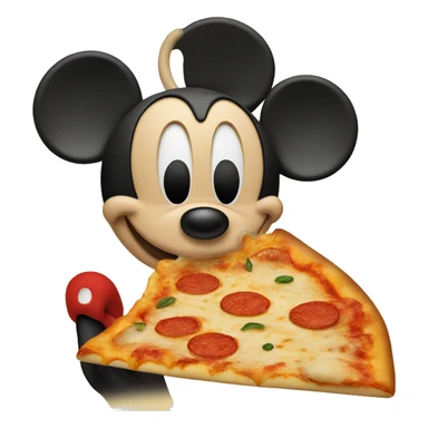 Mickey mouse eating cheese pizza sticker