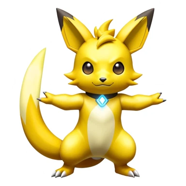 Shiny Futuristic Colorful Pichu-Raichu-Renamon-Zeraora-hybrid-creature sticker