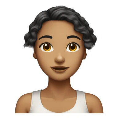 Showing Head, Tan skin woman, thick long curly black hair , dark eyes, soft smile sticker