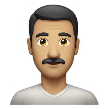 Serious Adult Man with short straight black hair and little moustache  sticker