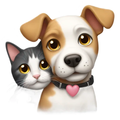Dog and cat cuddling sticker