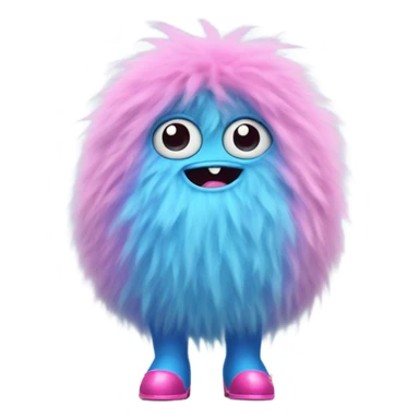 blue fluffy little monster with a pink skirt on and little pink heels sticker
