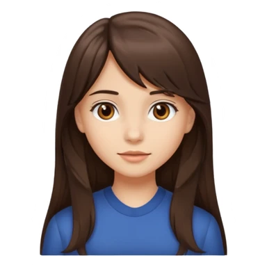 Girl with long brunette hair side bangs and neutral skin tone, brown eys  sticker