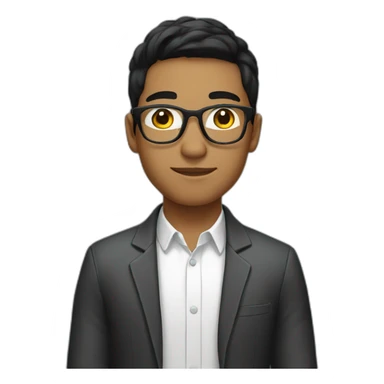 Young man with white glasses and black hair sticker