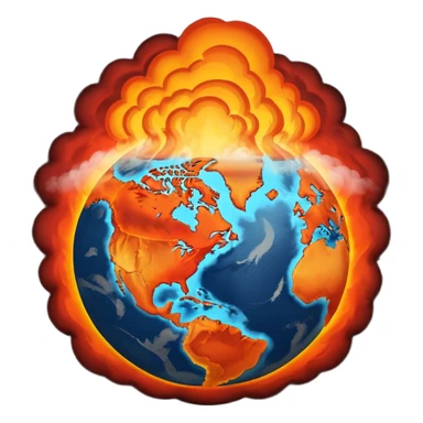 Earth on fire, unveiled by dark smoke cloud.  sticker