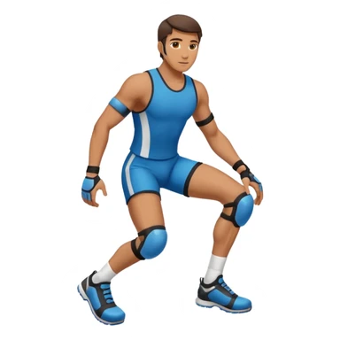 man with knee pad sticker