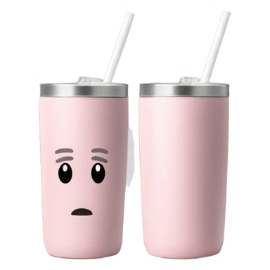 Light pink 40oz Stanley tumbler with a handle and a straight white straw sticker