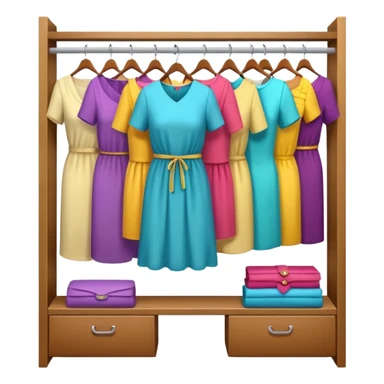 open wardrobe with woman clothes hanging inside sticker