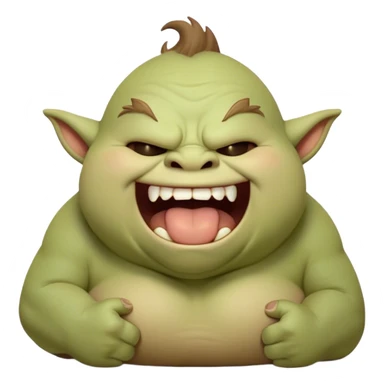 Cinematic Cute Yawning Ogre Portrait Emoji, with a surprisingly cuddly, rotund figure in soft earthy greens and browns, head tilted back in a big, gentle yawn exposing a set of comically oversized teeth, simplified yet irresistibly adorable, highly detailed with a soft glowing outline that captures the sleepy charm of a friendly ogre after a long day of gentle mischief! sticker