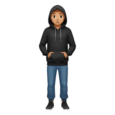 fullbody Mysterious man in black hoodie, hands in pockets sticker