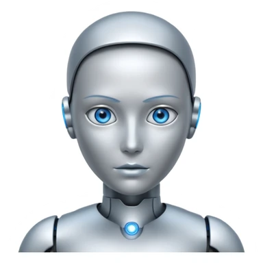 Robots Humanoid – Silver android with glowing eyes, human shape sticker
