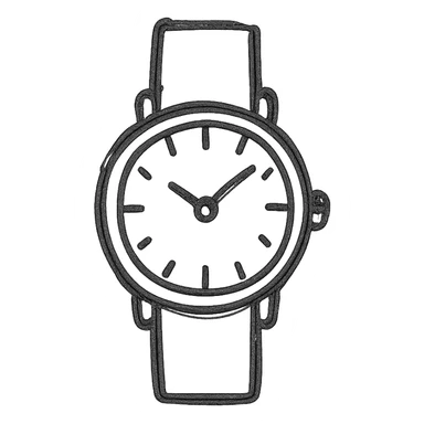 watch, hand drawn outlined icon style, sketchy lines, no fill sticker