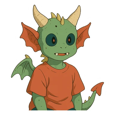 kid with features that are 20% dragon, 60% alien, and 20% demon sticker