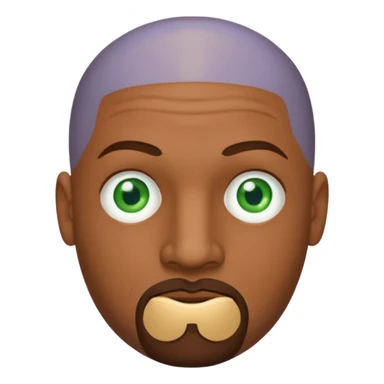 bald man's face, with brown goatee and green eyes, oval face, rounded, big sticker