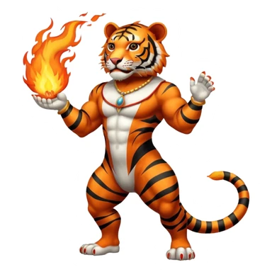 tiger  vintage-circus-performer-spitting-fire full body sticker