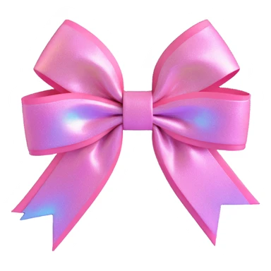 3D emoji style pink bow with holographic shimmer effect sticker