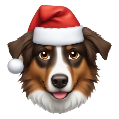 brown australian shepherd wearing santa hat sticker