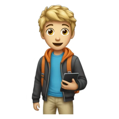 Teenager boy with i pad sticker