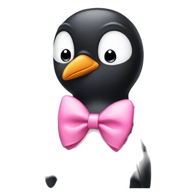 pouting sad penguin wearing a pink bow sticker