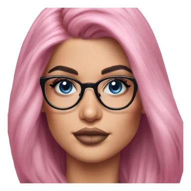 Hyper Realistic kylie jenner pink hair blue eyes and glasses  sticker