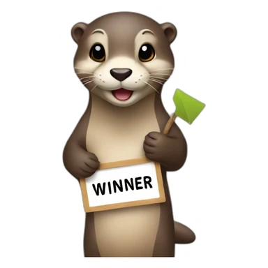 otter holding a sign that says winner sticker