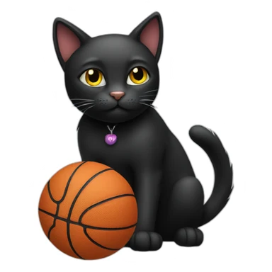 Black cat playing basketball sticker