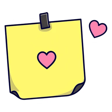 heart-shaped sticky note sticker