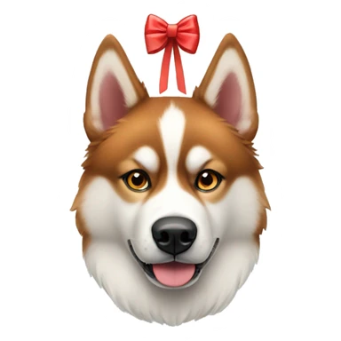 Red Siberian husky with bows on head sticker