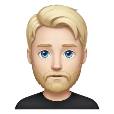 tech sis with blonde hair, pale blue eyes, and beard. And black shirt with. like the last few emoji you've made me. sticker