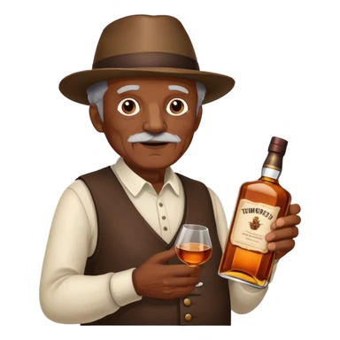 Anciano con botella de wiskey en la mano sticker