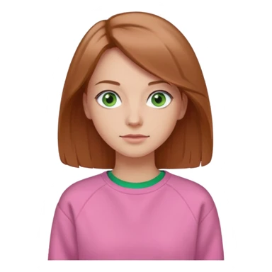  Una donna con una felpa semplice rosa, senza cappuccio. i capelli sono lunghi fino alle spalle marroni chiaro,gli occhi sono verdi  sticker