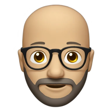 Almost bald head, beard, glasses with black frames and transparent glasses sticker