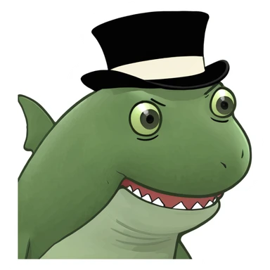 Shark with a top hat sticker