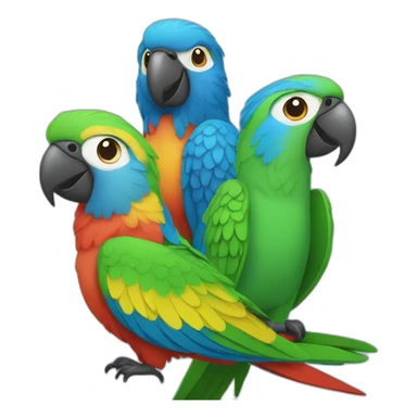 1 male and 3 female parrots sticker