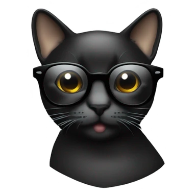 gato negro con gafas silueta negra sticker