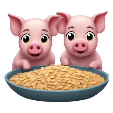 2 pigs, one eating oats, the other wants too but is not allowed sticker