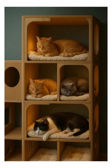 cats relaxing in a vertical playhouse sticker