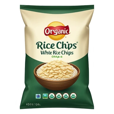 dark green organic white rice chips bag sticker