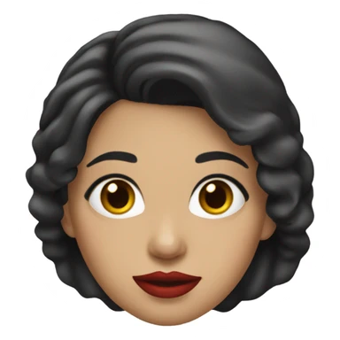 Latina with dark hair, pointed chin, red lips sticker