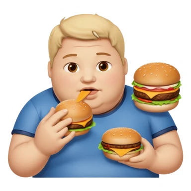 Fat guy eating burger sticker