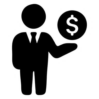 Businessman holding money, man with cash, wealth symbol sticker