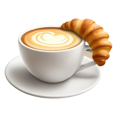 Cup of cappuccino with croissant sticker