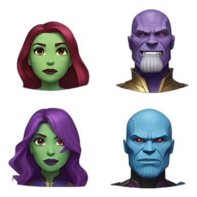 thanos and gamora and nebula sticker