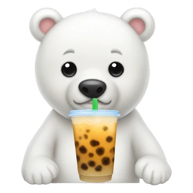 White bear drink bubble tea sticker