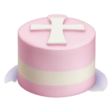 Light pink and white cake with cross  sticker