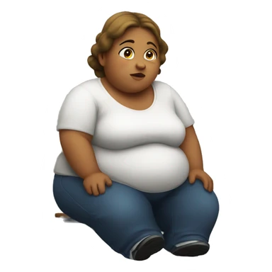 Fat girl waiting for food  sticker