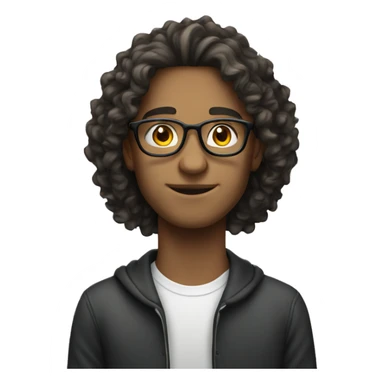 student with long curly hair and glasses and he is white sticker