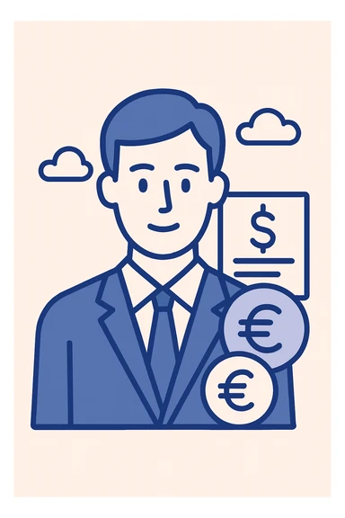 financial department icon, modern, clean, professional, with money or finance symbols sticker
