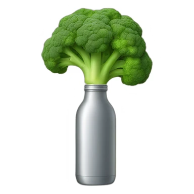 Broccoli with a bottle sticker